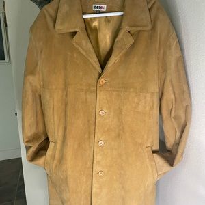 Men’s Derin (European) camel colored suede coat, size 58=44 US
